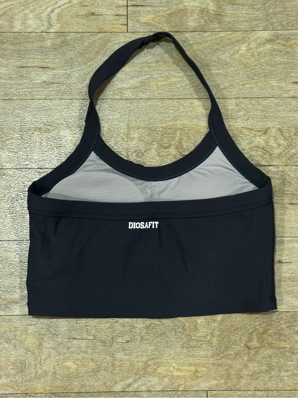 Diosa Fit Ribbed Halter Sports Bra Dark Grey Size Medium - Picture 2 of 4
